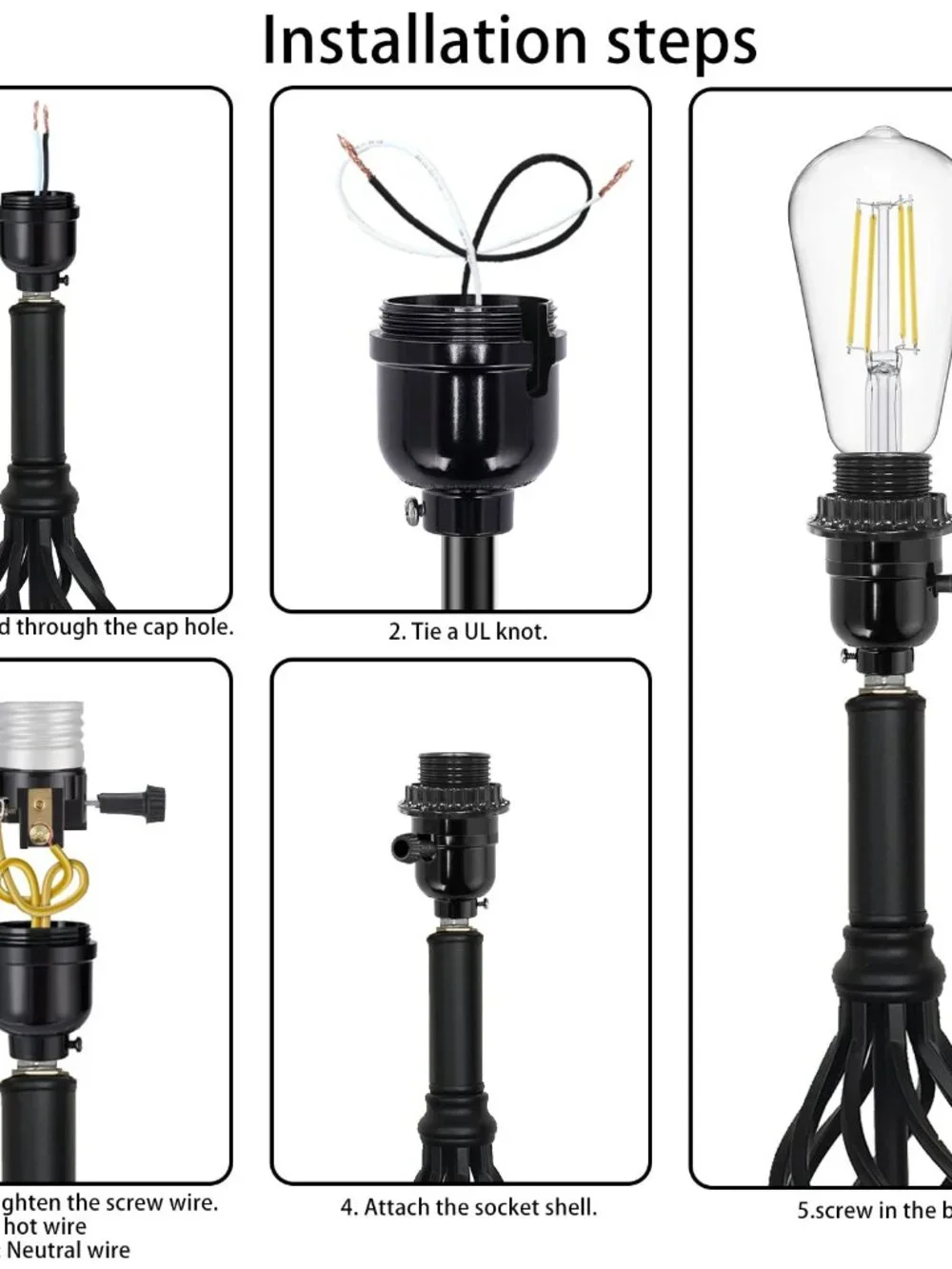 UL Listed E26 Light Socket, Threaded Lamp Socket Replacement with ON/Off Switch